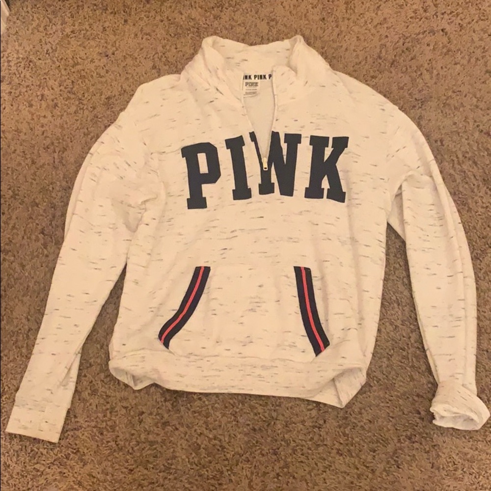 Pink quarter zip white/ grey